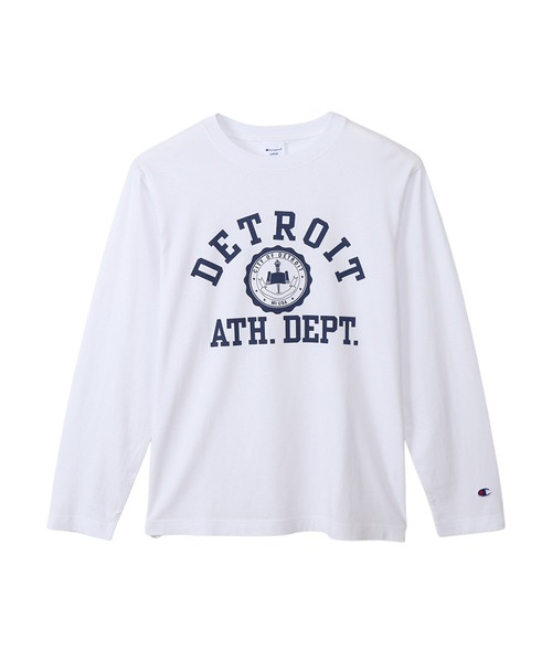 Champion(チャンピオン)の「【Champion/チャンピオン】メンズ ベーシック ロングスリーブTシャツ(Tシャツ/カットソー・メンズ・その他10/ブラック/ホワイト×パープル/グレー系その他2/ベージュ系その他3/ホワイト×ネイビー/ネイビー/バーガンディー・LARGE/SMALL/X-LARGE/MEDIUM)」の2枚目の写真