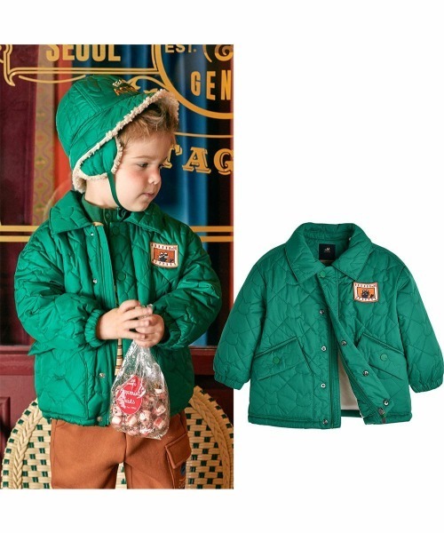 moimoln（モイモルン）の「キャットワッペンキルティングダウン（ブルゾン・キッズ・グリーン・130cm/120cm/110cm/100cm/140cm）」の10枚目の写真