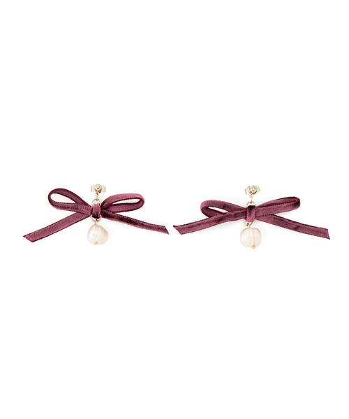 ROPE' PICNIC（ロペピクニック）の「ベロアリボン×淡水パールピアス（ピアス（両耳用）・レディース・ベージュ/ブラック/ピンク系その他2・FREE）」の6枚目の写真