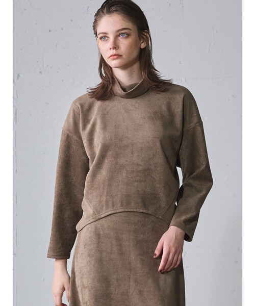 tシャツ MIDIUMISOLID for Ladies スエードショートプルオーバー レディース MIDIUMISOLID for Ladies スエードショートプルオーバー（T