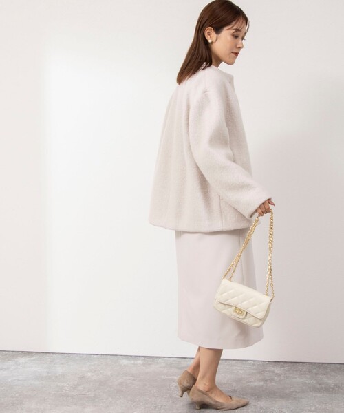 NOLLEY’S（ノーリーズ）の「シャギーショートコート（その他アウター・レディース・ベージュ/サックスブルー・38/36）」の6枚目の写真