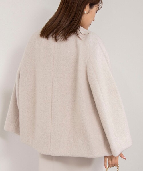 NOLLEY’S（ノーリーズ）の「シャギーショートコート（その他アウター・レディース・ベージュ/サックスブルー・38/36）」の9枚目の写真