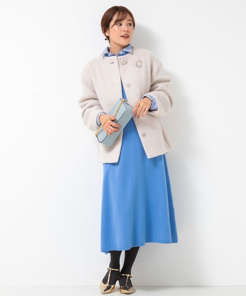 NOLLEY’S（ノーリーズ）の「シャギーショートコート（その他アウター・レディース・ベージュ/サックスブルー・38/36）」の11枚目の写真