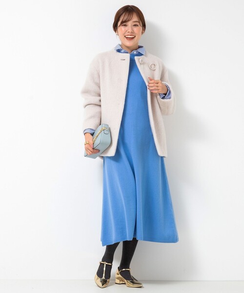 NOLLEY’S（ノーリーズ）の「シャギーショートコート（その他アウター・レディース・ベージュ/サックスブルー・38/36）」の12枚目の写真