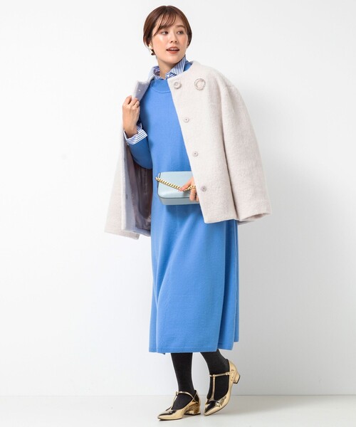 NOLLEY’S（ノーリーズ）の「シャギーショートコート（その他アウター・レディース・ベージュ/サックスブルー・38/36）」の14枚目の写真