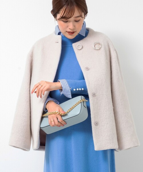 NOLLEY’S（ノーリーズ）の「シャギーショートコート（その他アウター・レディース・ベージュ/サックスブルー・38/36）」の15枚目の写真