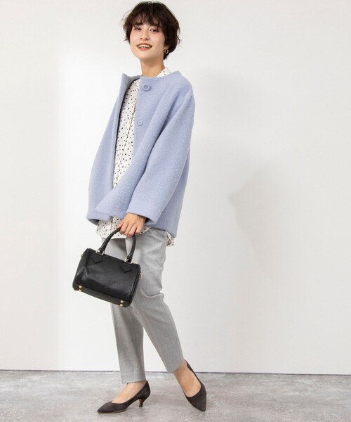 NOLLEY’S（ノーリーズ）の「シャギーショートコート（その他アウター・レディース・ベージュ/サックスブルー・38/36）」の18枚目の写真