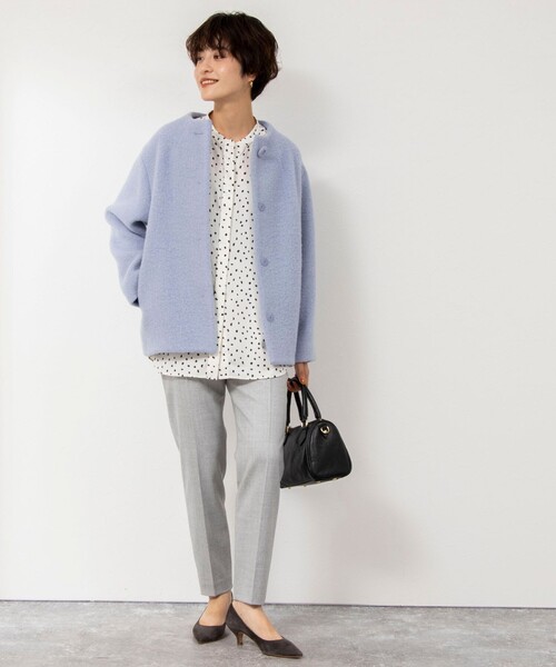 NOLLEY’S（ノーリーズ）の「シャギーショートコート（その他アウター・レディース・ベージュ/サックスブルー・38/36）」の19枚目の写真