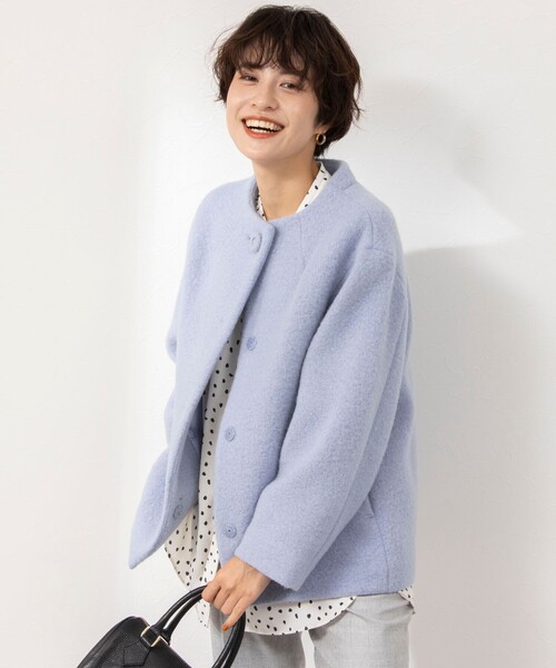 NOLLEY’S（ノーリーズ）の「シャギーショートコート（その他アウター・レディース・ベージュ/サックスブルー・38/36）」の21枚目の写真