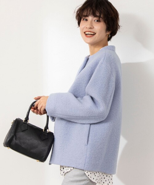 NOLLEY’S（ノーリーズ）の「シャギーショートコート（その他アウター・レディース・ベージュ/サックスブルー・38/36）」の22枚目の写真