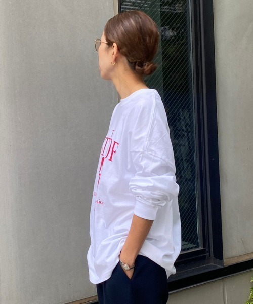 GOOD ROCK SPEED（グッドロックスピード）の「GOOD ROCK SPEED (グッドロックスピード) 別注NYCロングTシャツ（Tシャツ/カットソー・レディース・ホワイト/ブラック・S）」の4枚目の写真