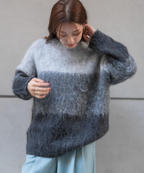SENSE OF PLACE by URBAN RESEARCH（センスオブプレイスバイアーバンリサーチ）の「グラデーションボーダーセーター（ニット/セーター・レディース・レッド系その他/ブルー系その他/グレー系その他・ONE）」の21枚目の写真