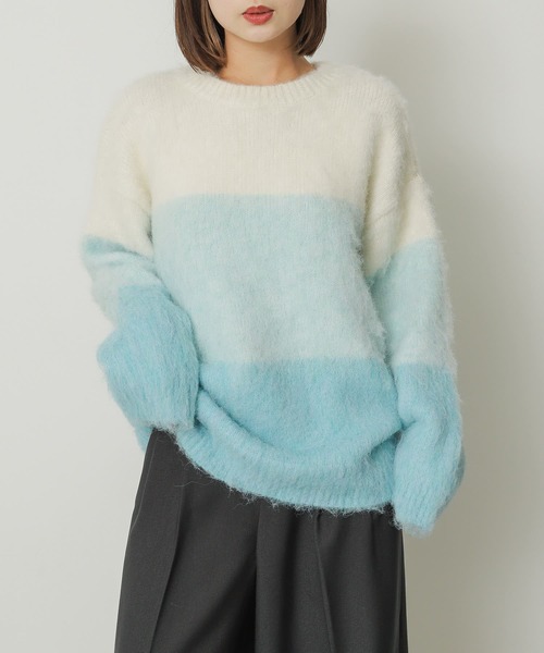 SENSE OF PLACE by URBAN RESEARCH（センスオブプレイスバイアーバンリサーチ）の「グラデーションボーダーセーター（ニット/セーター・レディース・レッド系その他/ブルー系その他/グレー系その他・ONE）」の6枚目の写真