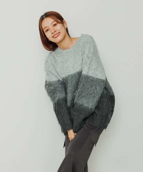 SENSE OF PLACE by URBAN RESEARCH（センスオブプレイスバイアーバンリサーチ）の「グラデーションボーダーセーター（ニット/セーター・レディース・レッド系その他/ブルー系その他/グレー系その他・ONE）」の13枚目の写真