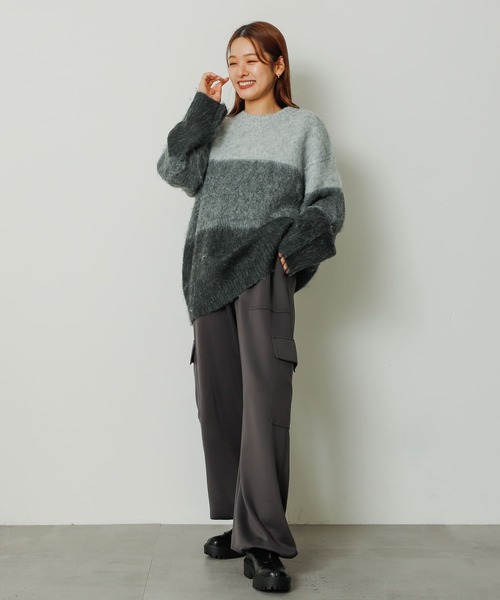 SENSE OF PLACE by URBAN RESEARCH（センスオブプレイスバイアーバンリサーチ）の「グラデーションボーダーセーター（ニット/セーター・レディース・レッド系その他/ブルー系その他/グレー系その他・ONE）」の15枚目の写真