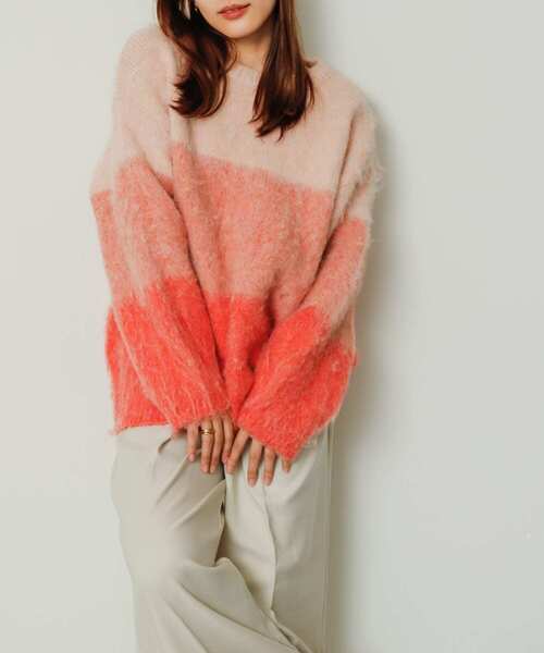 SENSE OF PLACE by URBAN RESEARCH（センスオブプレイスバイアーバンリサーチ）の「グラデーションボーダーセーター（ニット/セーター・レディース・レッド系その他/ブルー系その他/グレー系その他・ONE）」の18枚目の写真