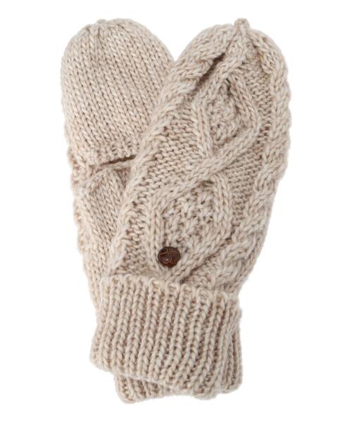 Samansa Mos2（サマンサ モスモス）の「2WAYケーブルニットミトン（手袋・レディース・モカ/ベージュ・F）」の3枚目の写真