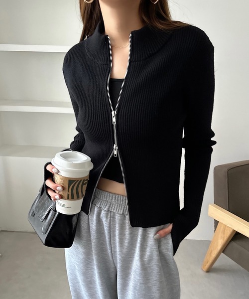 Damir doma ジップ ニット カーディガン feepur ニット セーター 「ハンドウォッシャブル」ダブルジップ