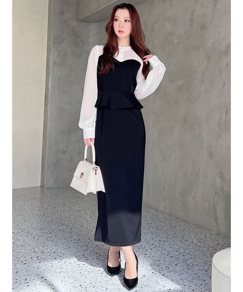 RESEXXY（リゼクシー）の「ペプラムデザインワンピース（ワンピース・レディース・その他1/ブラック/ベージュ・FREE）」の8枚目の写真