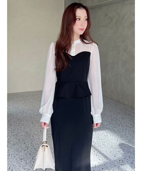 RESEXXY（リゼクシー）の「ペプラムデザインワンピース（ワンピース・レディース・その他1/ブラック/ベージュ・FREE）」の10枚目の写真