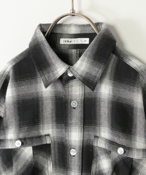 ikka（イッカ）の「デニム＆チェックオーバーシャツ（120~160cm）（シャツ/ブラウス・キッズ・ブラック/ブルー・150/140/120/130/160）」の13枚目の写真