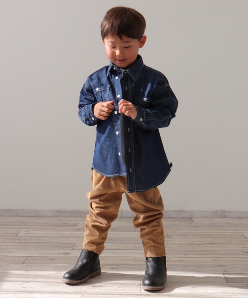 ikka（イッカ）の「デニム＆チェックオーバーシャツ（120~160cm）（シャツ/ブラウス・キッズ・ブラック/ブルー・150/140/120/130/160）」の9枚目の写真