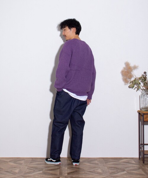 GLOSTER（グロスター）の「【GLOSTER/グロスター】片畦 クルーネックプルオーバーニット（ニット/セーター・メンズ・ブラック/アイボリー/ライトパープル・M/L/S）」の20枚目の写真