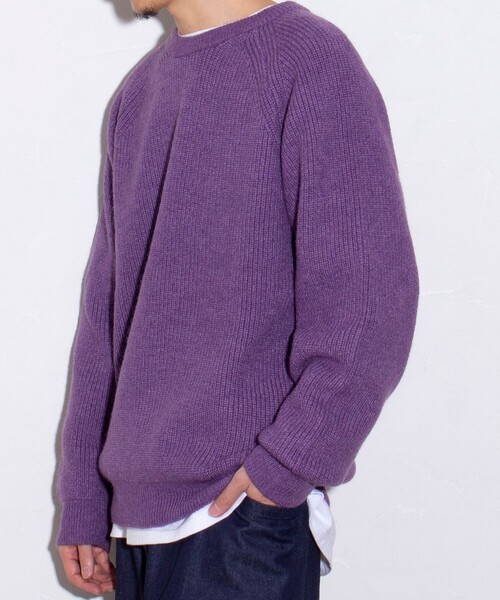 GLOSTER（グロスター）の「【GLOSTER/グロスター】片畦 クルーネックプルオーバーニット（ニット/セーター・メンズ・ブラック/アイボリー/ライトパープル・M/L/S）」の21枚目の写真