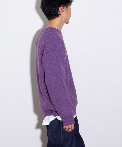 GLOSTER（グロスター）の「【GLOSTER/グロスター】片畦 クルーネックプルオーバーニット（ニット/セーター・メンズ・ブラック/アイボリー/ライトパープル・M/L/S）」の22枚目の写真