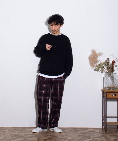 GLOSTER（グロスター）の「【GLOSTER/グロスター】片畦 クルーネックプルオーバーニット（ニット/セーター・メンズ・ブラック/アイボリー/ライトパープル・M/L/S）」の8枚目の写真