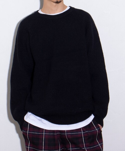 GLOSTER（グロスター）の「【GLOSTER/グロスター】片畦 クルーネックプルオーバーニット（ニット/セーター・メンズ・ブラック/アイボリー/ライトパープル・M/L/S）」の11枚目の写真