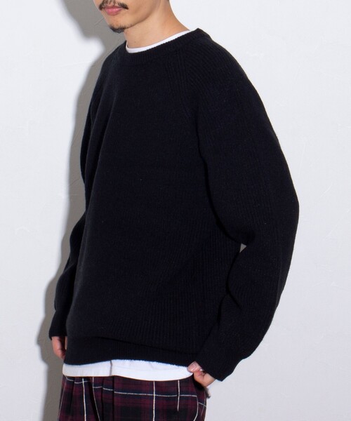 GLOSTER（グロスター）の「【GLOSTER/グロスター】片畦 クルーネックプルオーバーニット（ニット/セーター・メンズ・ブラック/アイボリー/ライトパープル・M/L/S）」の12枚目の写真