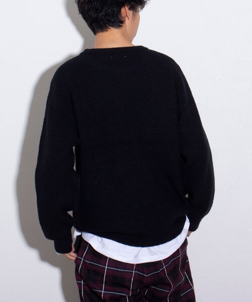 GLOSTER（グロスター）の「【GLOSTER/グロスター】片畦 クルーネックプルオーバーニット（ニット/セーター・メンズ・ブラック/アイボリー/ライトパープル・M/L/S）」の13枚目の写真