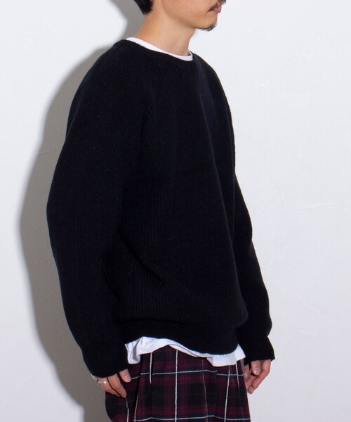 GLOSTER（グロスター）の「【GLOSTER/グロスター】片畦 クルーネックプルオーバーニット（ニット/セーター・メンズ・ブラック/アイボリー/ライトパープル・M/L/S）」の14枚目の写真