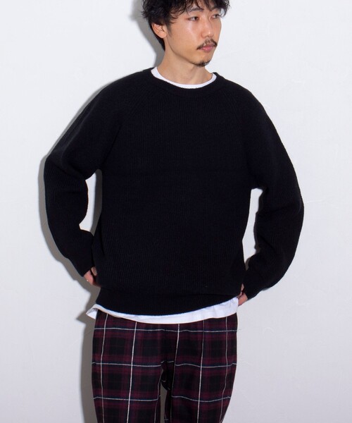 GLOSTER（グロスター）の「【GLOSTER/グロスター】片畦 クルーネックプルオーバーニット（ニット/セーター・メンズ・ブラック/アイボリー/ライトパープル・M/L/S）」の15枚目の写真