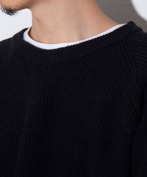 GLOSTER（グロスター）の「【GLOSTER/グロスター】片畦 クルーネックプルオーバーニット（ニット/セーター・メンズ・ブラック/アイボリー/ライトパープル・M/L/S）」の16枚目の写真