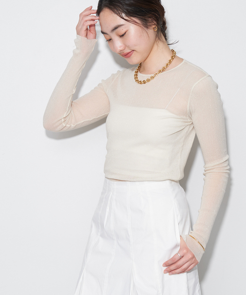 新品・タグ付き☆Plage　Shiny Sheer ロンT セール】Shiny Sheer ロンT（Tシャツ/カットソー）｜Plage