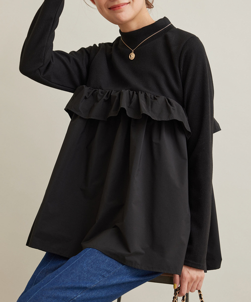 Jayro(ジャイロ)の「フリル使いドッキングチュニック(Tシャツ/カットソー・レディース・ブラック/ホワイト系その他・M)」の3枚目の写真