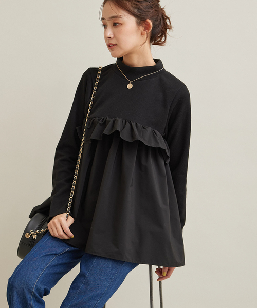 Jayro(ジャイロ)の「フリル使いドッキングチュニック(Tシャツ/カットソー・レディース・ブラック/ホワイト系その他・M)」の4枚目の写真