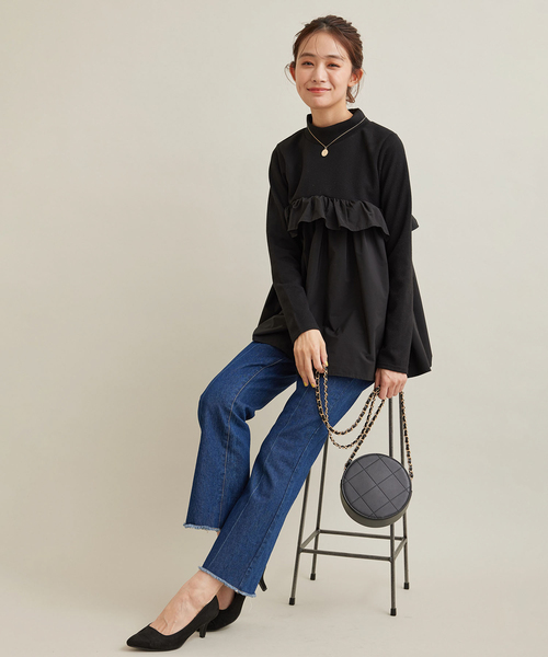 Jayro(ジャイロ)の「フリル使いドッキングチュニック(Tシャツ/カットソー・レディース・ブラック/ホワイト系その他・M)」の5枚目の写真