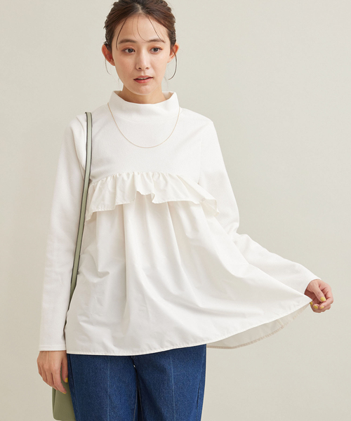 Jayro(ジャイロ)の「フリル使いドッキングチュニック(Tシャツ/カットソー・レディース・ブラック/ホワイト系その他・M)」の6枚目の写真