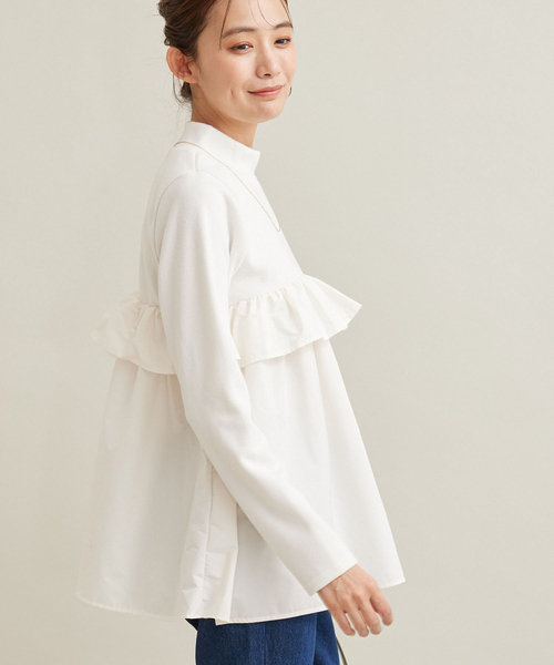 Jayro(ジャイロ)の「フリル使いドッキングチュニック(Tシャツ/カットソー・レディース・ブラック/ホワイト系その他・M)」の7枚目の写真