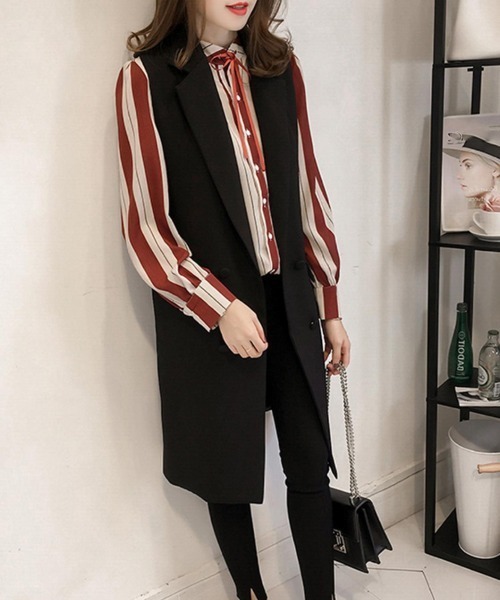 Miniministore(ミニミニストア)の「ロングジレ レディース ロングベスト韓国(ベスト・レディース・カーキ/ライトブラウン/ブラック・XL/L)」の13枚目の写真