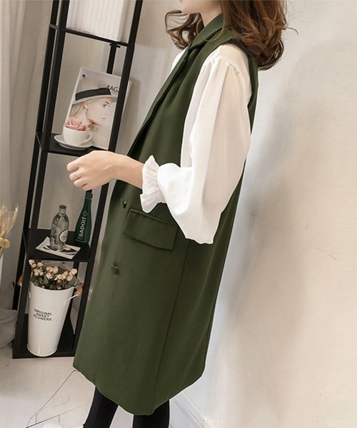 Miniministore(ミニミニストア)の「ロングジレ レディース ロングベスト韓国(ベスト・レディース・カーキ/ライトブラウン/ブラック・XL/L)」の16枚目の写真