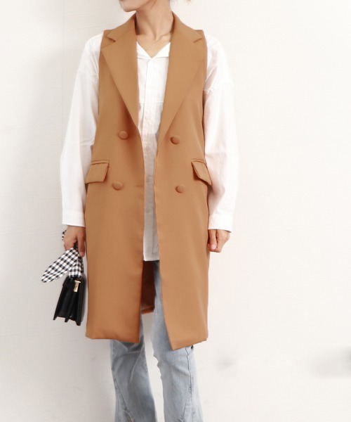Miniministore(ミニミニストア)の「ロングジレ レディース ロングベスト韓国(ベスト・レディース・カーキ/ライトブラウン/ブラック・XL/L)」の20枚目の写真
