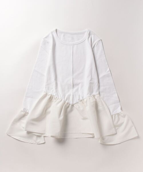 STYLEBLOCK(スタイルブロック)の「フリル切替リブトップス(Tシャツ/カットソー・レディース・ライトブルー/ブラック/ホワイト・M)」の2枚目の写真