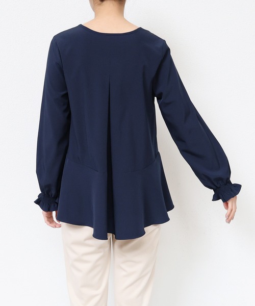 yori ネイビー ペプラム 長袖シャツ セール】ペプラムブラウス（シャツ/ブラウス）｜evernavy（エバー