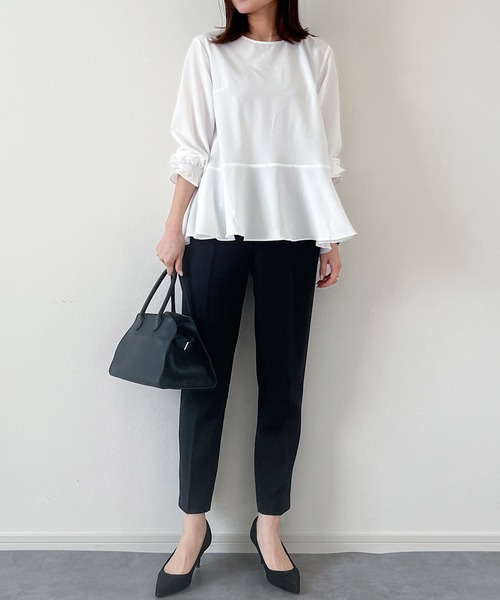 evernavy（エバーネイビー）の「ペプラムブラウス（シャツ/ブラウス・レディース・ホワイト/ブラック/ネイビー・S/M/L）」の15枚目の写真