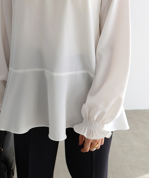 evernavy（エバーネイビー）の「ペプラムブラウス（シャツ/ブラウス・レディース・ホワイト/ブラック/ネイビー・S/M/L）」の17枚目の写真