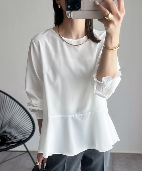 evernavy（エバーネイビー）の「ペプラムブラウス（シャツ/ブラウス・レディース・ホワイト/ブラック/ネイビー・S/M/L）」の22枚目の写真